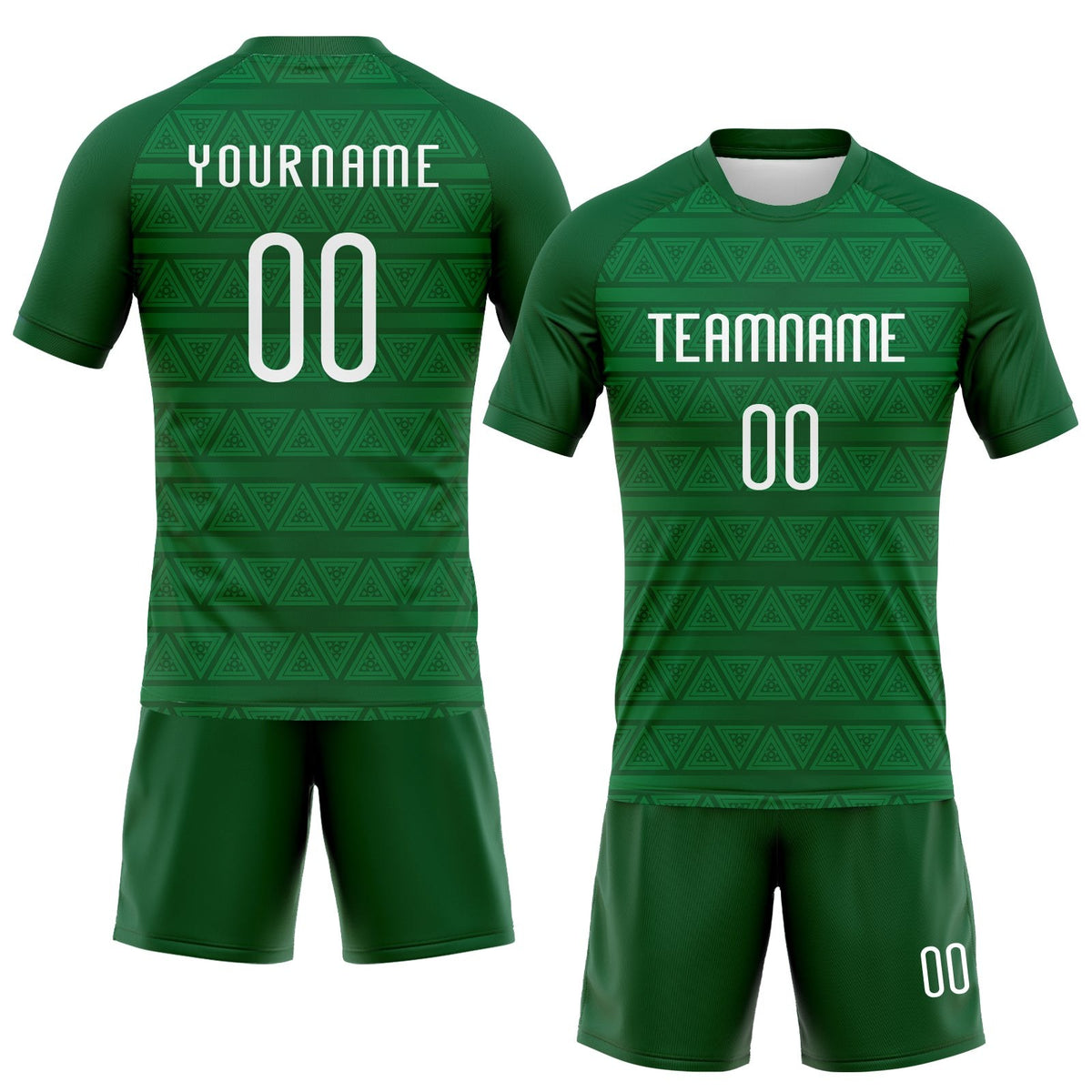 Custom Kelly Green White Geometric Shape Sublimation Volleyball Uniform Jersey photo 2