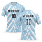 Custom Light Blue Black-White Fluid Sublimation Volleyball Uniform Jersey