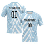 Custom Light Blue Black-White Fluid Sublimation Volleyball Uniform Jersey photo 1
