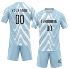 Custom Light Blue Black-White Fluid Sublimation Volleyball Uniform Jersey photo 2
