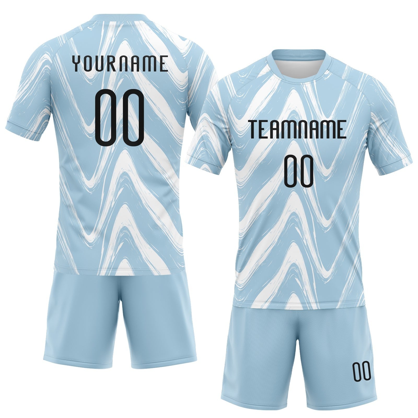 Custom Light Blue Black-White Fluid Sublimation Volleyball Uniform Jersey photo 2