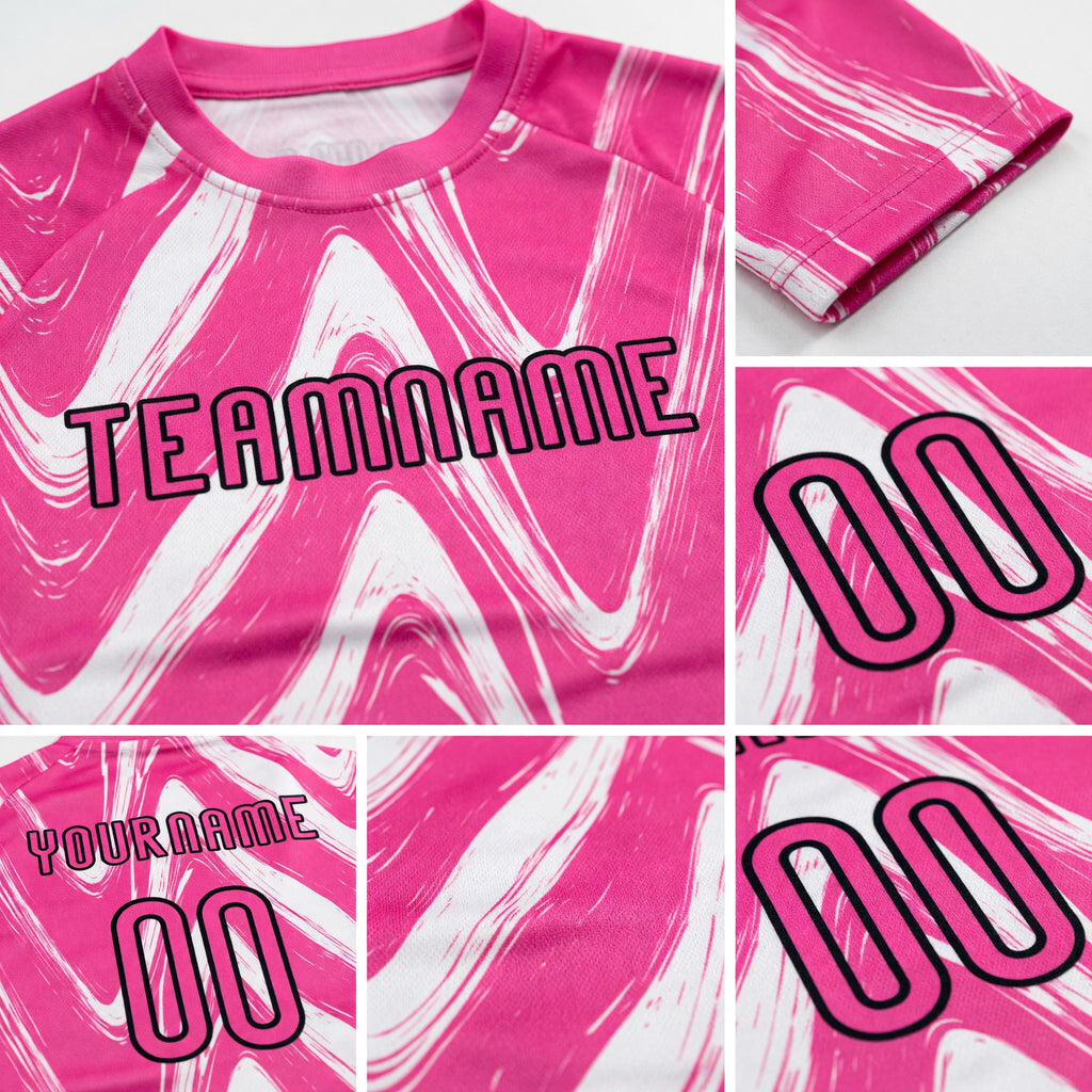 Custom Pink Black-White Fluid Sublimation Volleyball Uniform Jersey detail