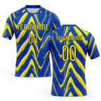 Custom Thunder Blue Light Yellow-Black Fluid Sublimation Volleyball Uniform Jersey