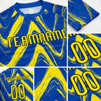 Custom Thunder Blue Light Yellow-Black Fluid Sublimation Volleyball Uniform Jersey detail