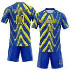 Custom Thunder Blue Light Yellow-Black Fluid Sublimation Volleyball Uniform Jersey photo 2