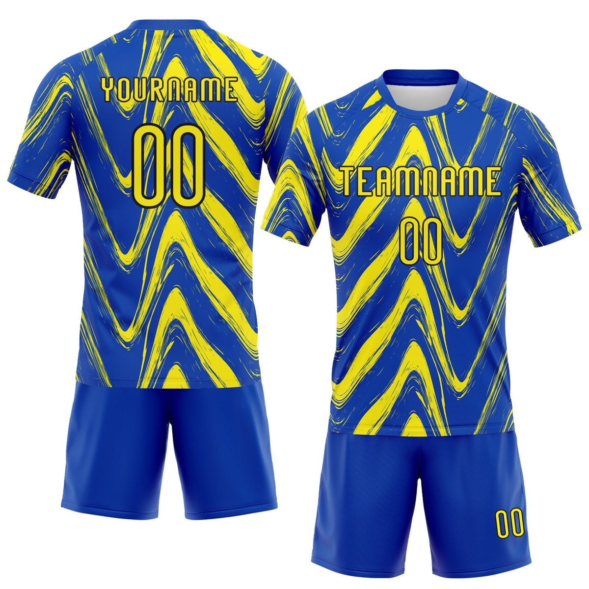 Custom Thunder Blue Light Yellow-Black Fluid Sublimation Volleyball Uniform Jersey photo 2