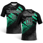 Custom Black Pea Green-White Splash Sublimation Volleyball Uniform Jersey