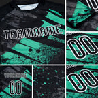 Custom Black Pea Green-White Splash Sublimation Volleyball Uniform Jersey detail