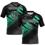 Custom Black Pea Green-White Splash Sublimation Volleyball Uniform Jersey photo 1