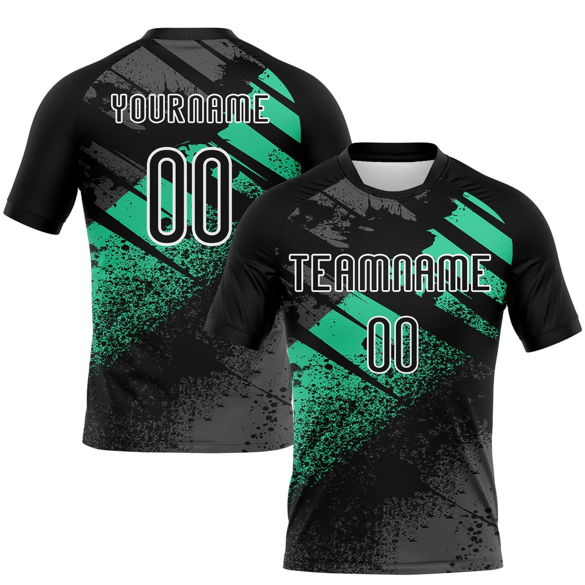 Custom Black Pea Green-White Splash Sublimation Volleyball Uniform Jersey photo 1