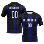 Custom Black White-Royal Geometric Shape Sublimation Volleyball Uniform Jersey photo 1