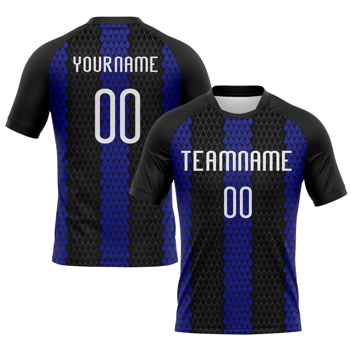 Custom Black White-Royal Geometric Shape Sublimation Volleyball Uniform Jersey photo 1