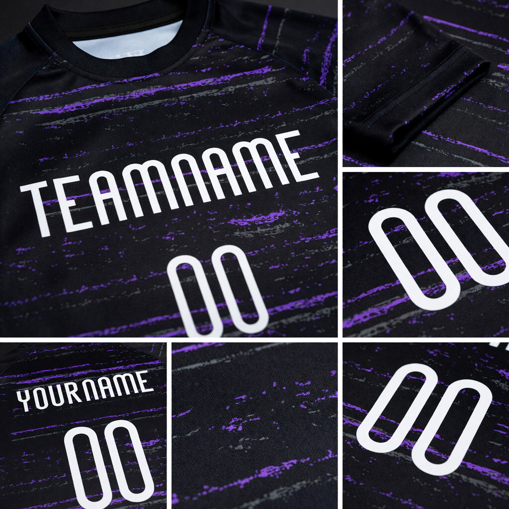 Custom Black White-Purple Bright Lines Sublimation Volleyball Uniform Jersey detail