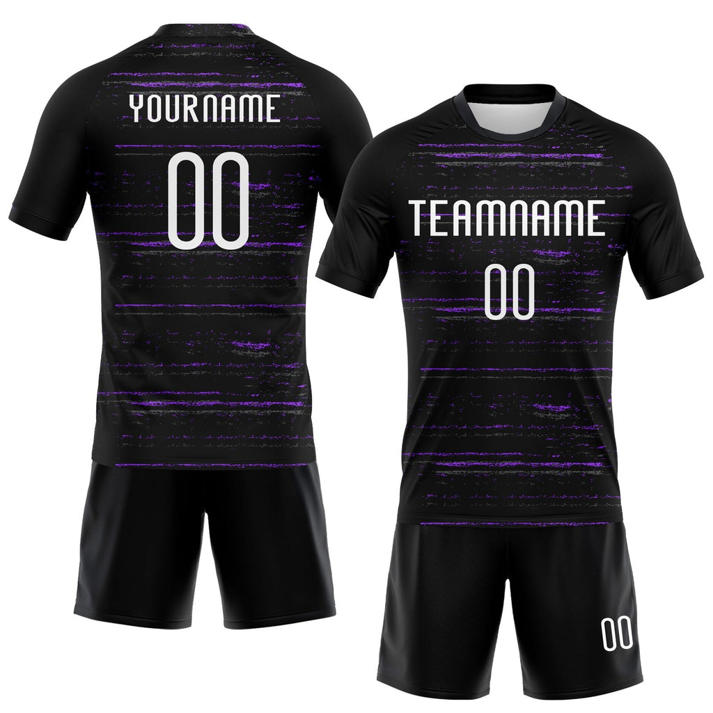 Custom Black White-Purple Bright Lines Sublimation Volleyball Uniform Jersey photo 2