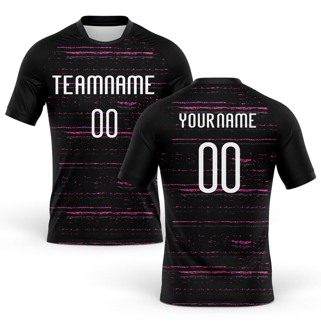 Custom Black White-Pink Bright Lines Sublimation Volleyball Uniform Jersey