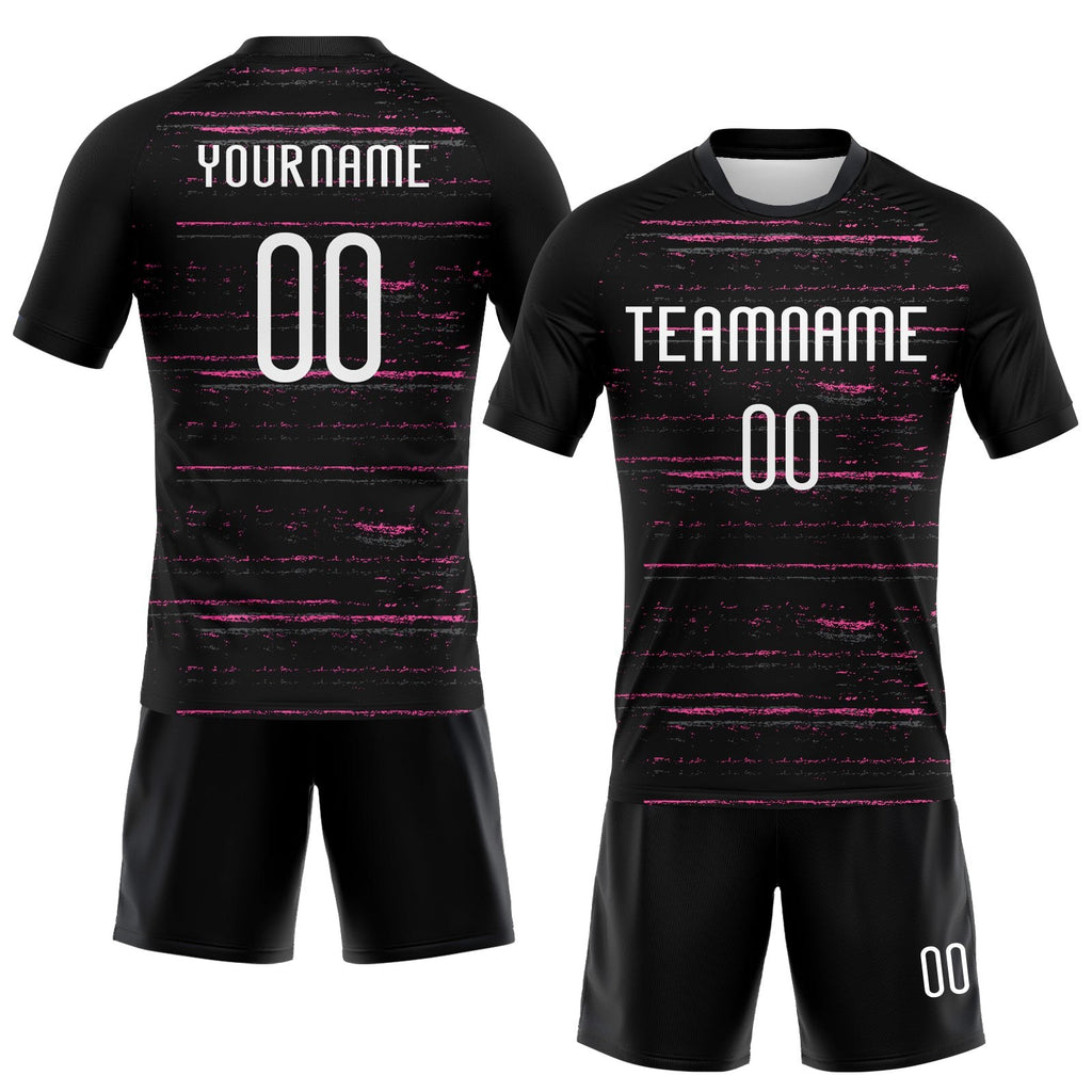 Custom Black White-Pink Bright Lines Sublimation Volleyball Uniform Jersey photo 2