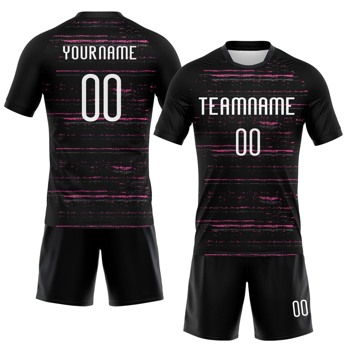 Custom Black White-Pink Bright Lines Sublimation Volleyball Uniform Jersey photo 2