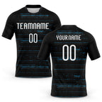 Custom Black White-Sky Blue Bright Lines Sublimation Volleyball Uniform Jersey