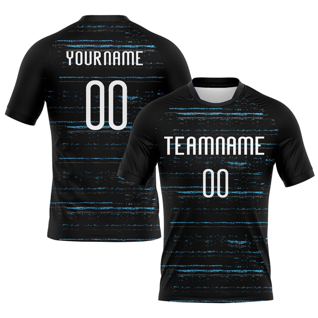 Custom Black White-Sky Blue Bright Lines Sublimation Volleyball Uniform Jersey photo 1