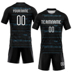 Custom Black White-Sky Blue Bright Lines Sublimation Volleyball Uniform Jersey photo 2