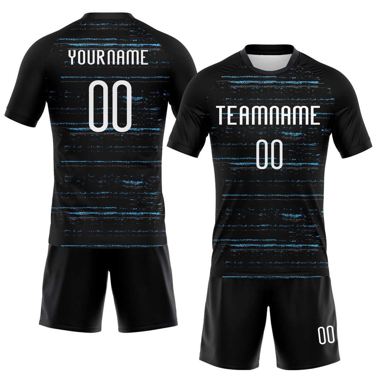Custom Black White-Sky Blue Bright Lines Sublimation Volleyball Uniform Jersey photo 2