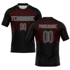 Custom Black Red-White Geometric Shape Sublimation Volleyball Uniform Jersey