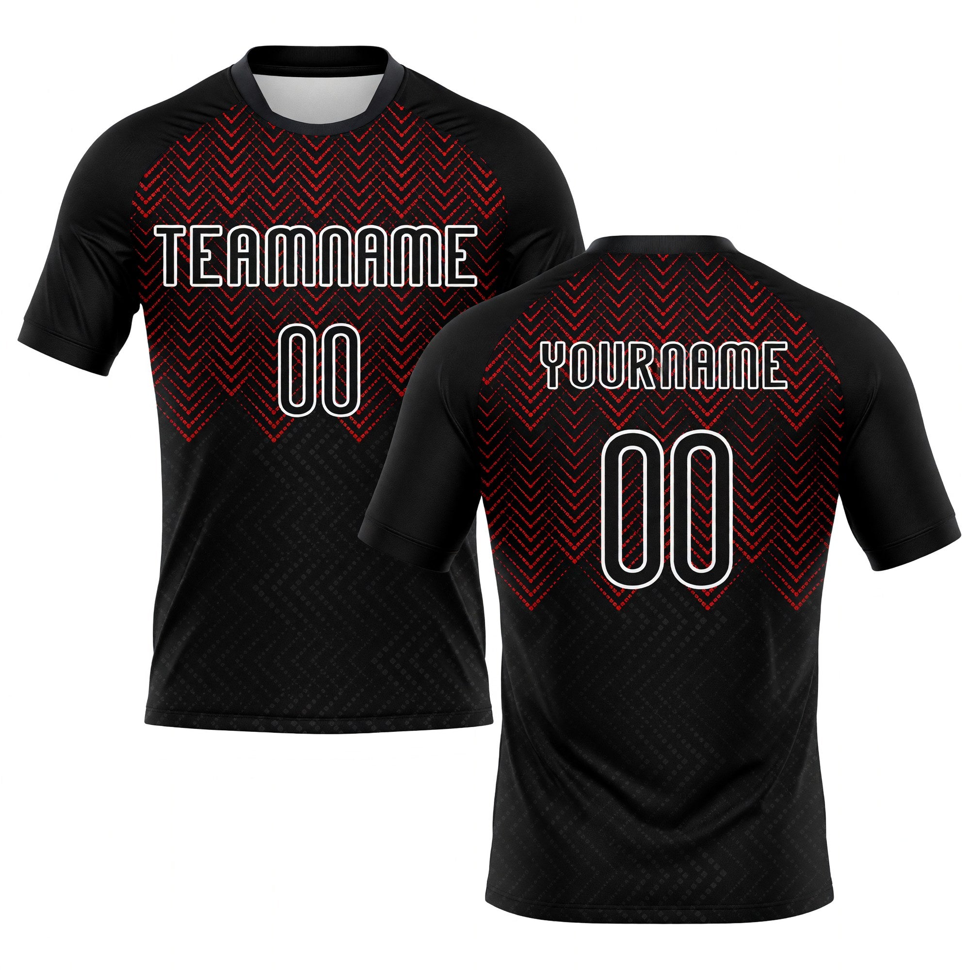 Custom Black Red-White Geometric Shape Sublimation Volleyball Uniform Jersey