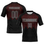 Custom Black Red-White Geometric Shape Sublimation Volleyball Uniform Jersey photo 1