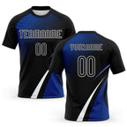 Custom Black Thunder Blue-White Lines And Dots Sublimation Volleyball Uniform Jersey