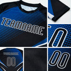 Custom Black Thunder Blue-White Lines And Dots Sublimation Volleyball Uniform Jersey detail