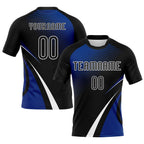 Custom Black Thunder Blue-White Lines And Dots Sublimation Volleyball Uniform Jersey photo 1
