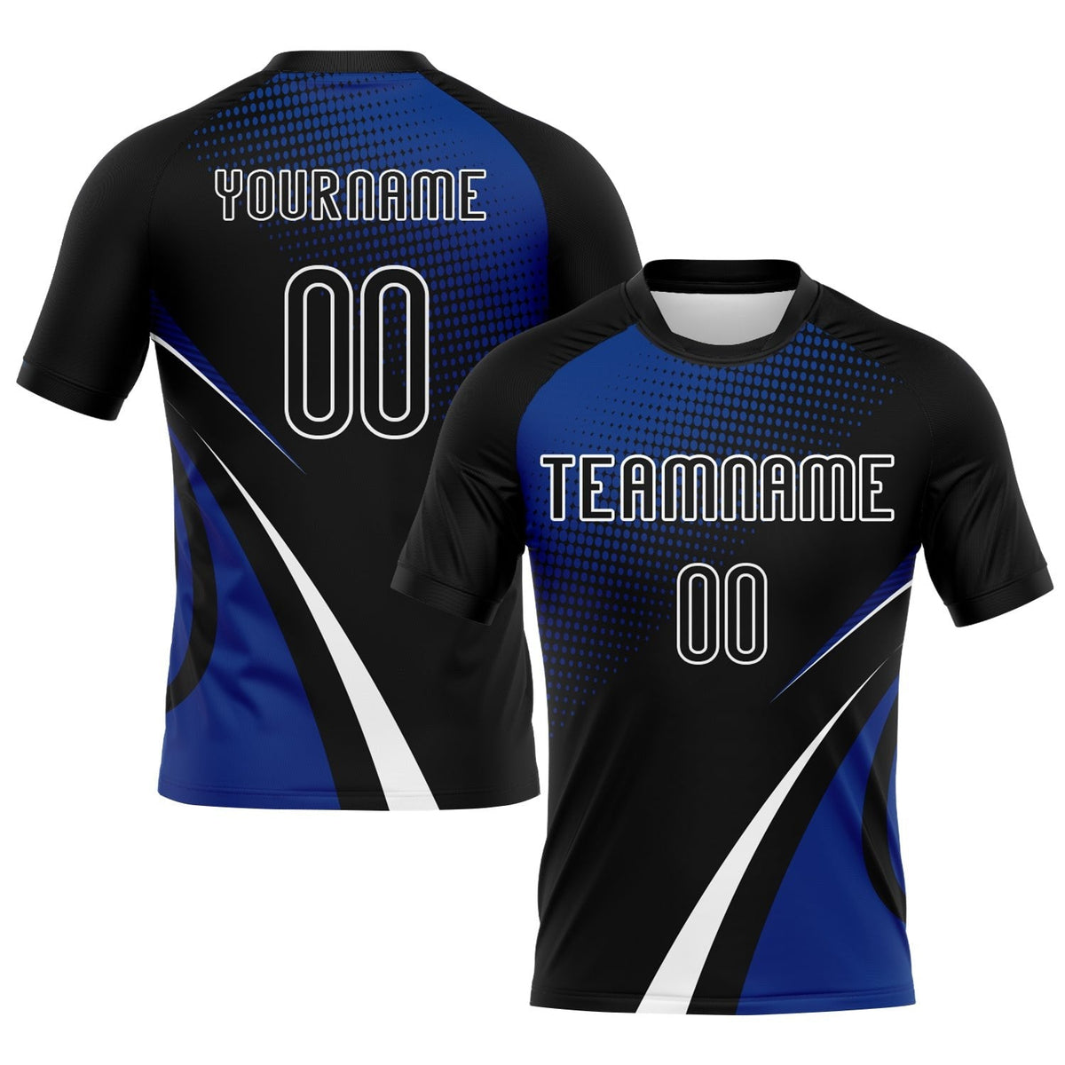 Custom Black Thunder Blue-White Lines And Dots Sublimation Volleyball Uniform Jersey photo 1