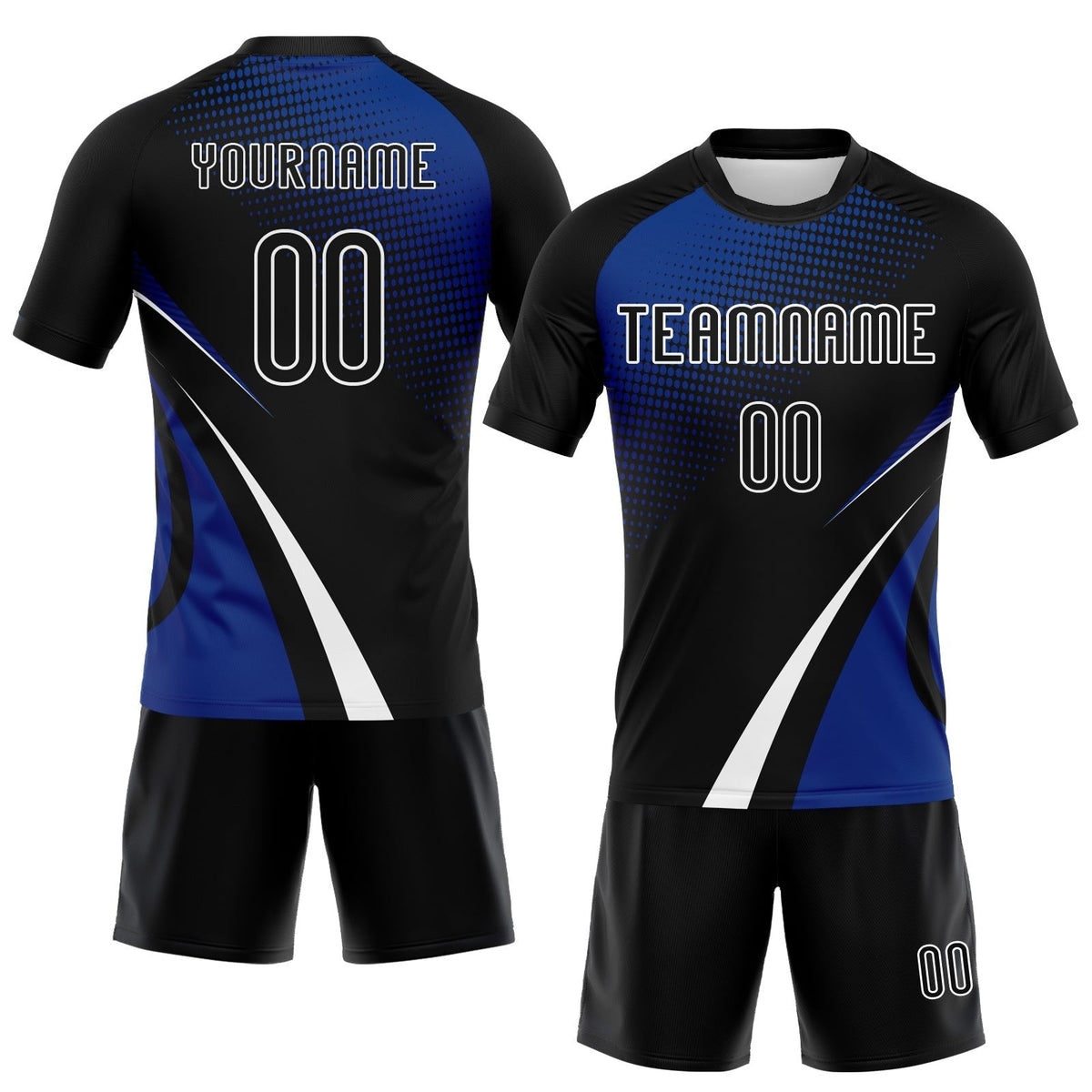 Custom Black Thunder Blue-White Lines And Dots Sublimation Volleyball Uniform Jersey photo 2