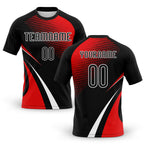 Custom Black Red-White Lines And Dots Sublimation Volleyball Uniform Jersey