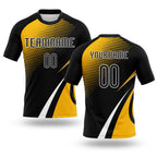 Custom Black Gold-White Lines And Dots Sublimation Volleyball Uniform Jersey