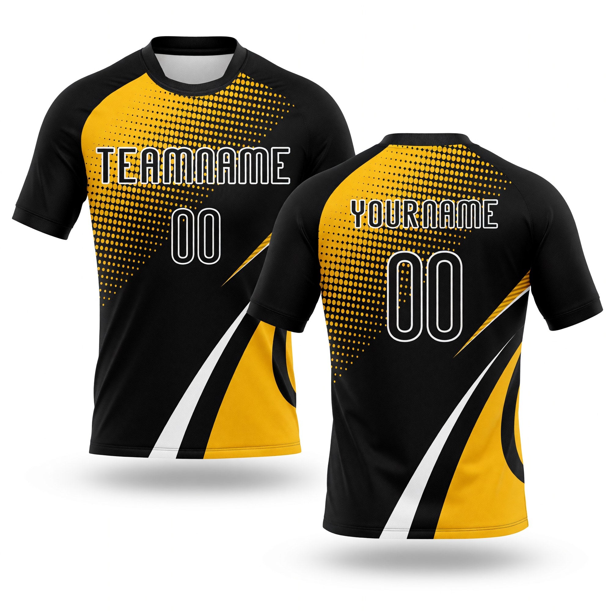 Custom Black Gold-White Lines And Dots Sublimation Volleyball Uniform Jersey