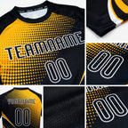 Custom Black Gold-White Lines And Dots Sublimation Volleyball Uniform Jersey detail