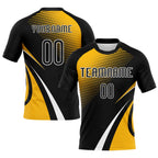Custom Black Gold-White Lines And Dots Sublimation Volleyball Uniform Jersey photo 1