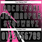 Custom Black Pink-White Lines And Dots Sublimation Volleyball Uniform Jersey photo 5