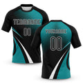 Custom Black Teal-White Lines And Dots Sublimation Volleyball Uniform Jersey