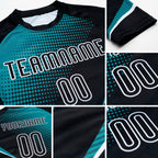 Custom Black Teal-White Lines And Dots Sublimation Volleyball Uniform Jersey detail