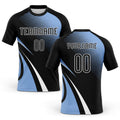 Custom Black Light Blue-White Lines And Dots Sublimation Volleyball Uniform Jersey