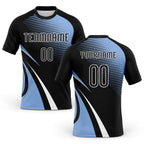 Custom Black Light Blue-White Lines And Dots Sublimation Volleyball Uniform Jersey
