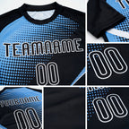 Custom Black Light Blue-White Lines And Dots Sublimation Volleyball Uniform Jersey detail