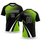 Custom Black Neon Green-White Lines And Dots Sublimation Volleyball Uniform Jersey