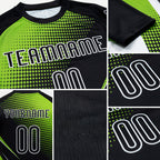 Custom Black Neon Green-White Lines And Dots Sublimation Volleyball Uniform Jersey detail