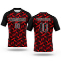Custom Fire Red Black-White Geometric Shape Sublimation Volleyball Uniform Jersey