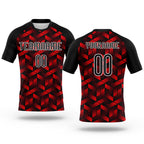 Custom Fire Red Black-White Geometric Shape Sublimation Volleyball Uniform Jersey