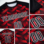 Custom Fire Red Black-White Geometric Shape Sublimation Volleyball Uniform Jersey detail