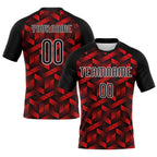 Custom Fire Red Black-White Geometric Shape Sublimation Volleyball Uniform Jersey photo 1